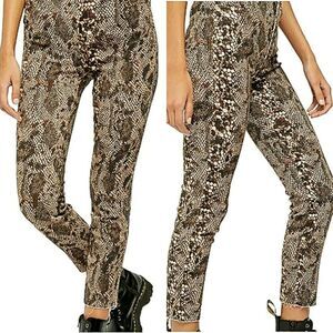 Free People WE THE FREE Womens 31 Snakeskin Print Jeans Frayed High Waist Pants